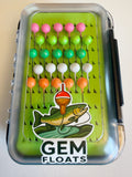 GEM Jigs walleye jig box with official brand sticker on a finished waterproof tackle case.